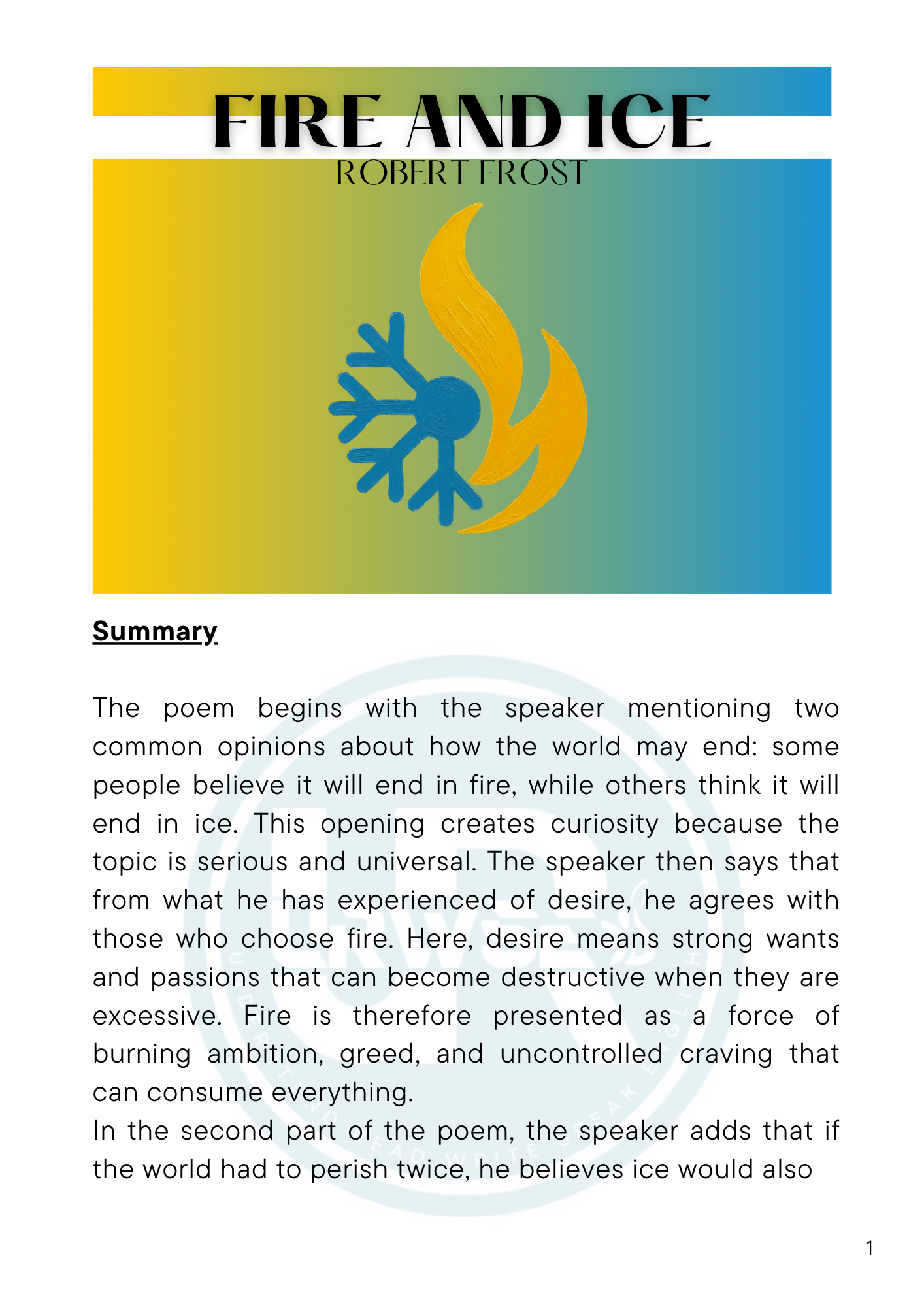 Fire and Ice by Robert Frost